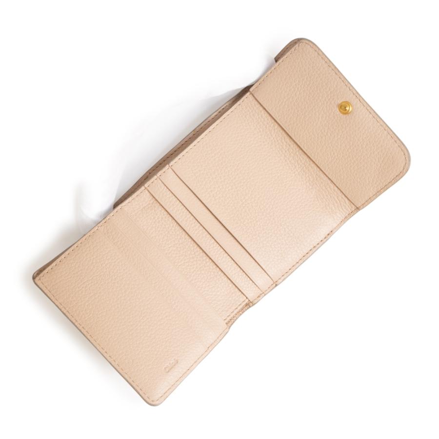 （新品・未使用品）Chloe クロエ CHC23AP0996J5 MARCIE マーシー スモールトリフォールドウォレット Cement Pink ピンクベージュ 三つ折り財布 ゴールド金具 箱の画像