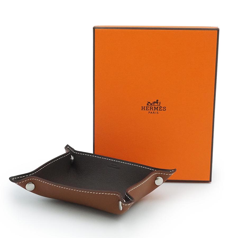 （新品・未使用品）HERMES エルメス ヴィド ポッシュ ミーズ エ ルランス デスク Hエヴリン トリヨン エベンヌ フォーヴ ブラウン B刻印 カードトレイ 小物入れの画像