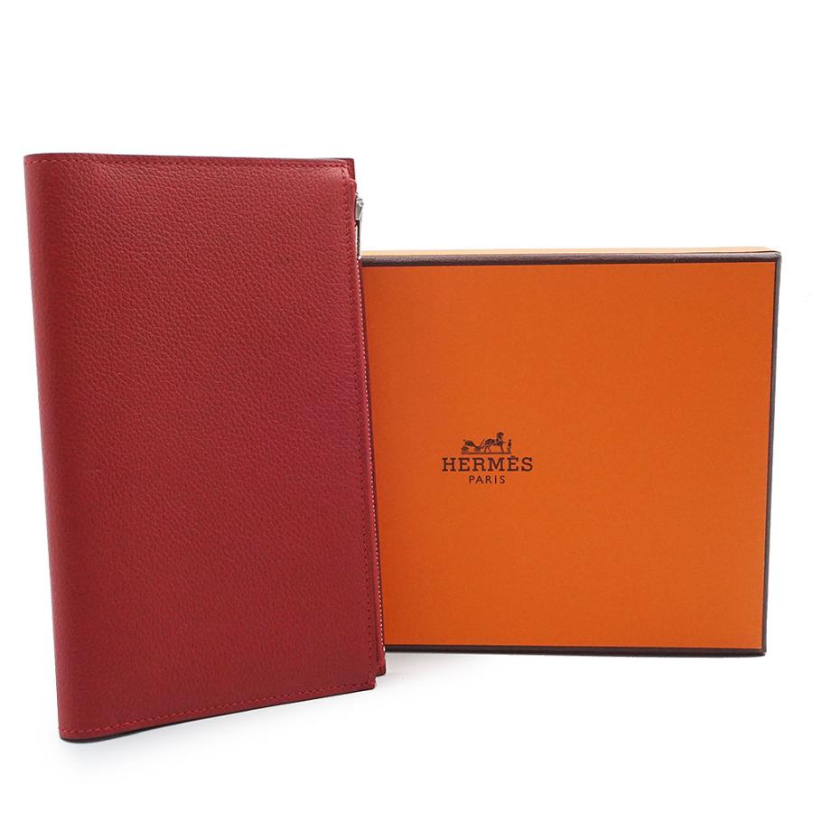 （美品）HERMES エルメス EAジップ PM ヴォーエバーカラー ルージュピマン レッド Y刻印 ノートカバー 手帳カバー コインケース 小銭入れ 財布 レザー 箱付_1