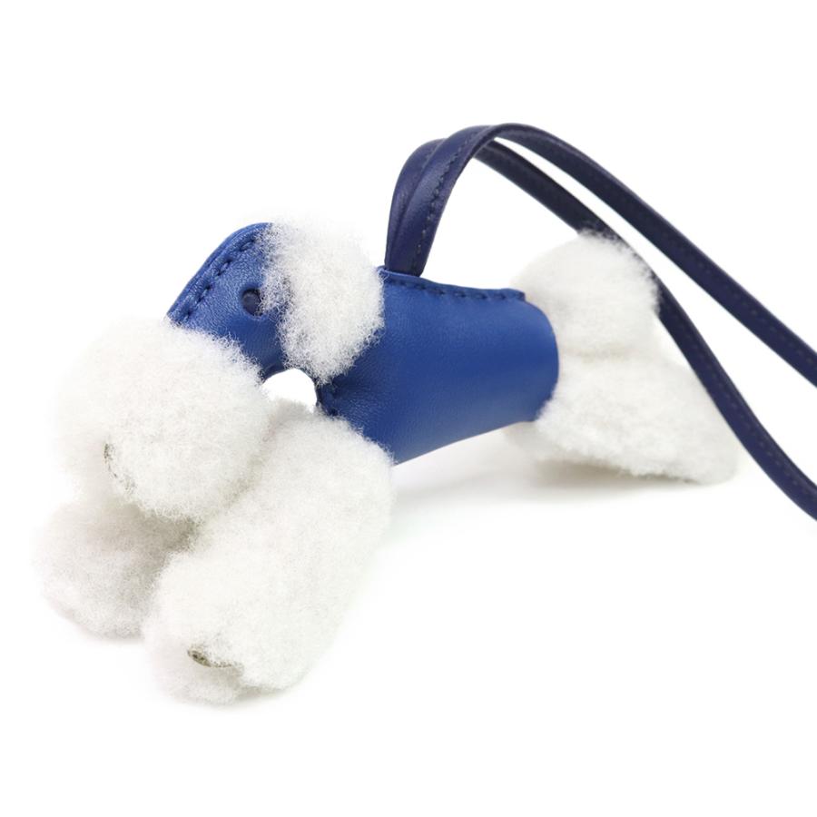 （新品・未使用品）HERMES エルメス バディ バッグチャーム 犬 イヌ いぬ アニューミロ ラムスキン メリノウール ムートン ブルーフランス ホワイト U刻印 箱付の画像