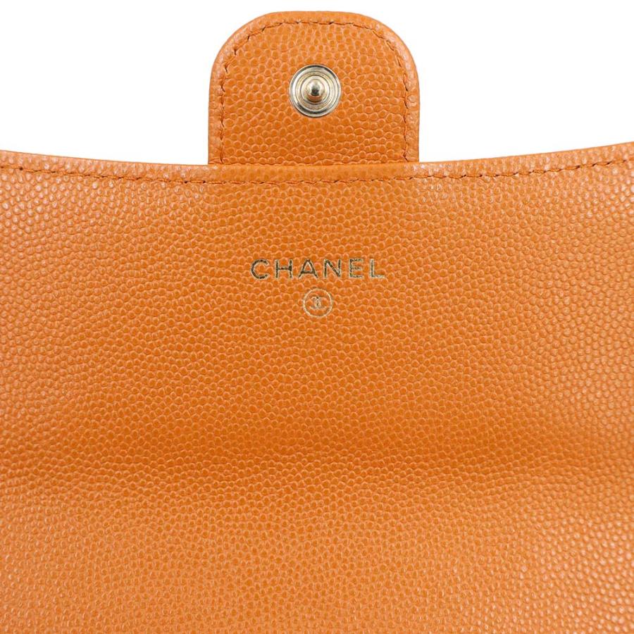 （新品・未使用品）CHANEL シャネル AP0241 マトラッセ クラシック ロング フラップウォレット キャビアスキン オレンジ 二つ折り長財布 レザー ゴールド金具の画像