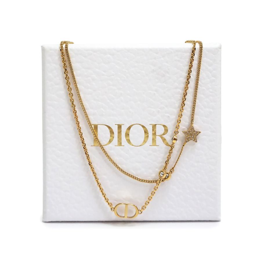 （新品・未使用品）Christian Dior クリスチャンディオール N1155PMTCY PETIT CD ロゴ スター 星 ゴールド ダブル 2連 ネックレス ペンダント 二段階調節 箱付の画像