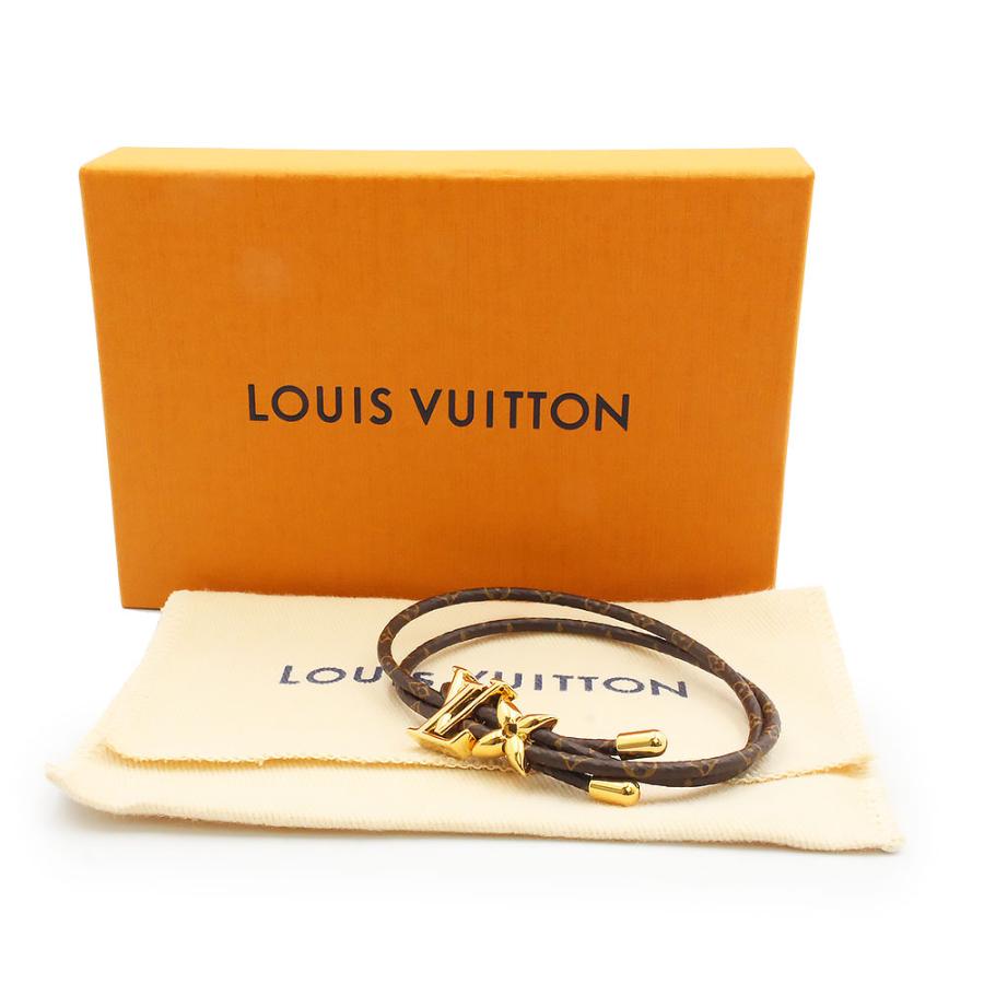 （新品・未使用品）LOUIS VUITTON ルイ ヴィトン M8416Z LV ブルーム モノグラム ブラウン ブレスレット ゴールド金具 箱付の画像