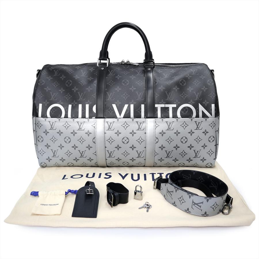 （未使用 展示品）LOUIS VUITTON ルイ ヴィトン M43817 キーポル バンドリエール 50 モノグラムエクリプス ブラック シルバー 2way ショルダー ボストンバッグの画像