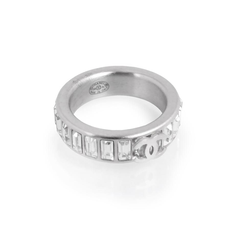（中古）CHANEL シャネル A42260 ココマーク ビジュー シルバー リング 指輪 #12.5号 箱付の画像