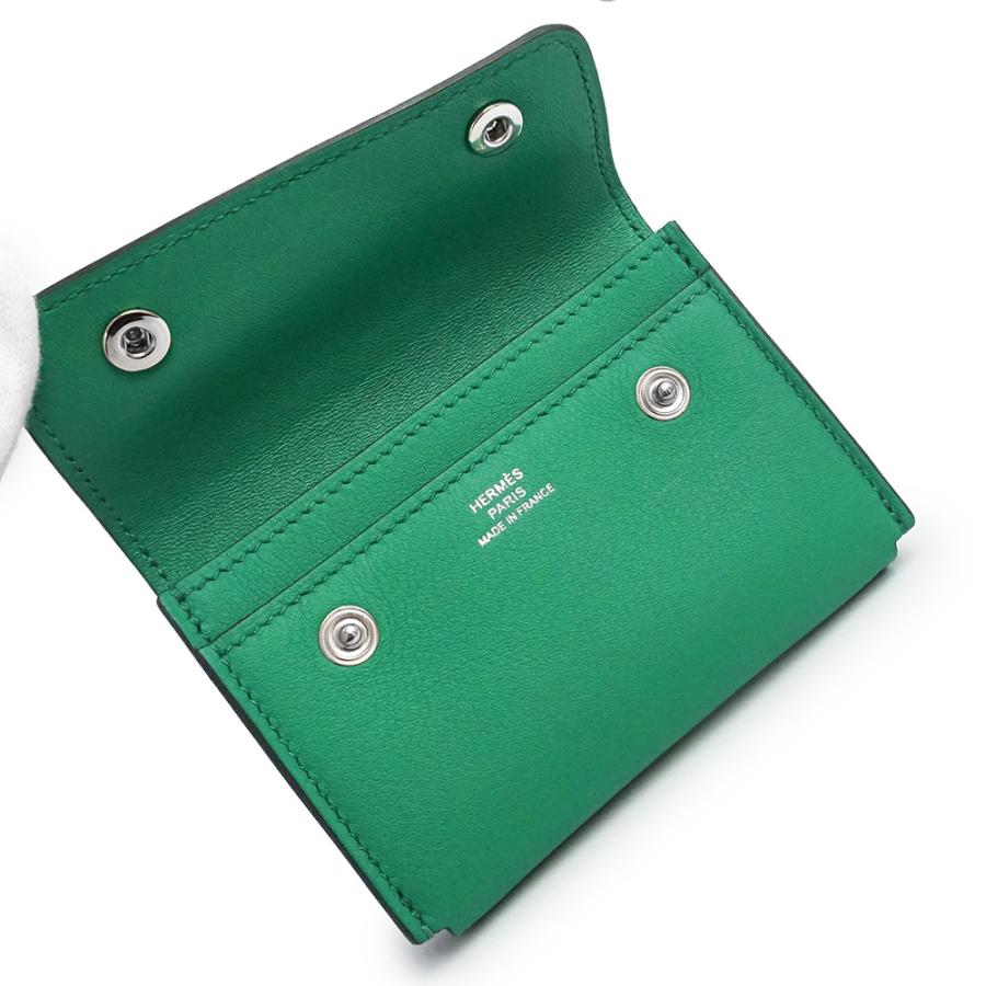 （新品・未使用品）HERMES エルメス エルメスナップ ヴォースイフト ミント グリーン W刻印 カードケース パスケース 定期入れ レザー シルバー金具 箱付_2