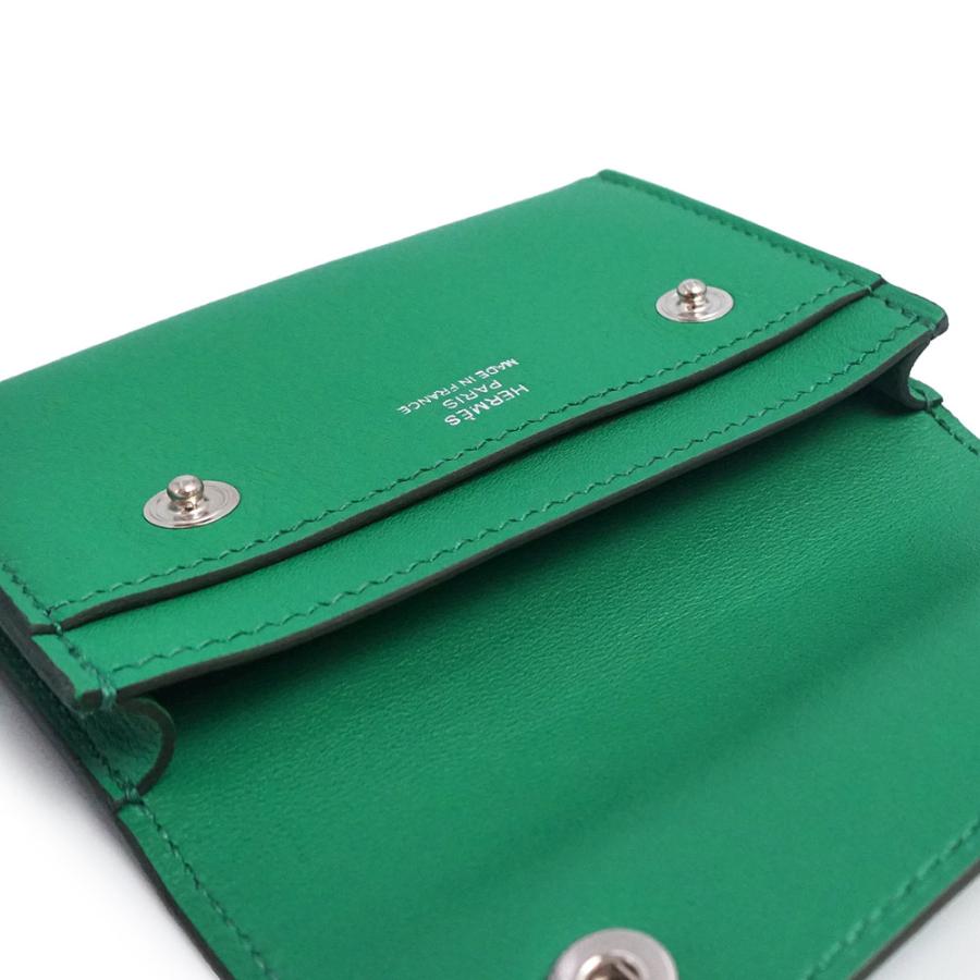 （新品・未使用品）HERMES エルメス エルメスナップ ヴォースイフト ミント グリーン W刻印 カードケース パスケース 定期入れ レザー シルバー金具 箱付_3