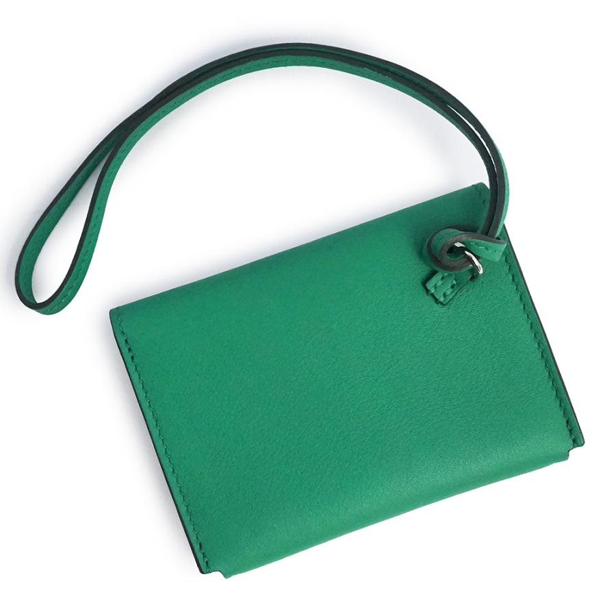 （新品・未使用品）HERMES エルメス エルメスナップ ヴォースイフト ミント グリーン W刻印 カードケース パスケース 定期入れ レザー シルバー金具 箱付_5
