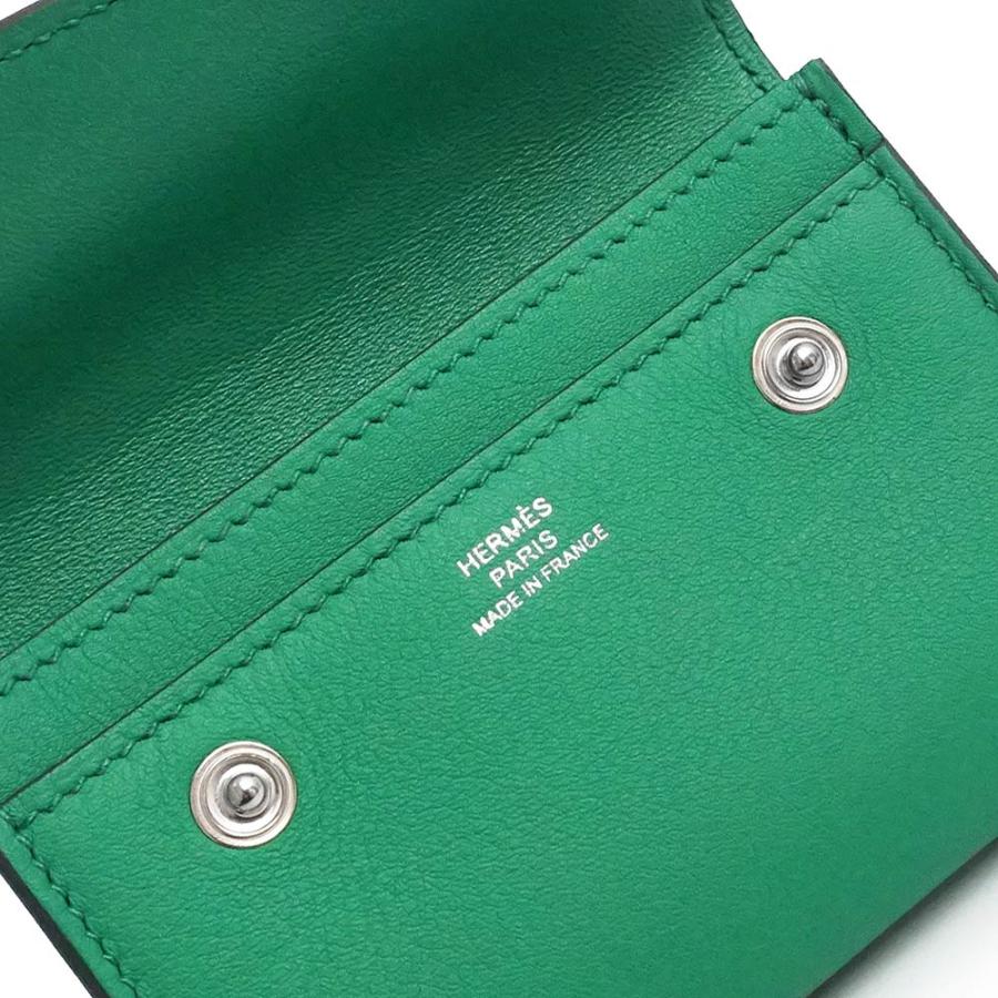 （新品・未使用品）HERMES エルメス エルメスナップ ヴォースイフト ミント グリーン W刻印 カードケース パスケース 定期入れ レザー シルバー金具 箱付_7