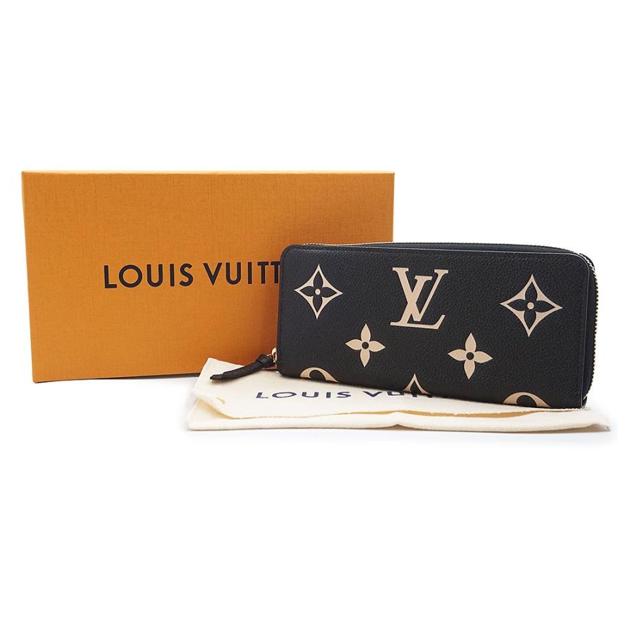 （新品・未使用品）LOUIS VUITTON ルイ ヴィトン M82338 ポルトフォイユ クレマンス モノグラムアンプラント バイカラー ブラック ベージュ 長財布 レザー 箱付の画像