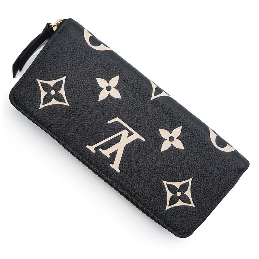 （新品・未使用品）LOUIS VUITTON ルイ ヴィトン M82338 ポルトフォイユ クレマンス モノグラムアンプラント バイカラー ブラック ベージュ 長財布 レザー 箱付の画像