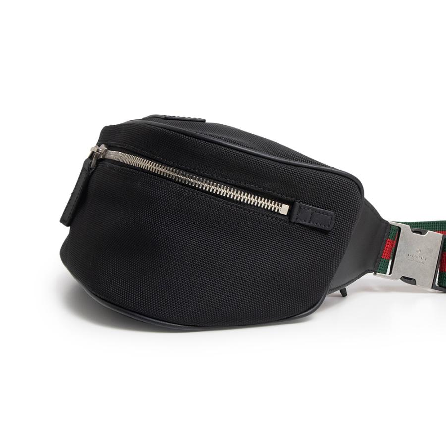 （未使用　展示品）GUCCI グッチ 630920 ベルトバッグ テクノキャンバス ブラック レッド グリーン ウエスト ボディバッグ 斜め掛け ナイロン シルバー金具_3