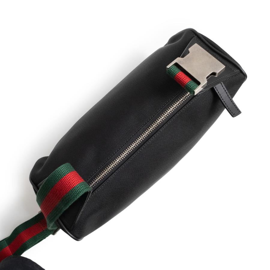 （未使用　展示品）GUCCI グッチ 630920 ベルトバッグ テクノキャンバス ブラック レッド グリーン ウエスト ボディバッグ 斜め掛け ナイロン シルバー金具_4