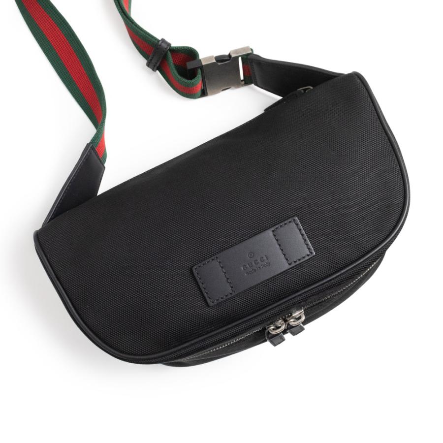 （未使用　展示品）GUCCI グッチ 630920 ベルトバッグ テクノキャンバス ブラック レッド グリーン ウエスト ボディバッグ 斜め掛け ナイロン シルバー金具_6