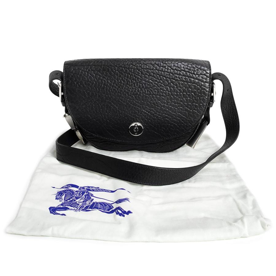 （未使用　展示品）BURBERRY バーバリー 8075511 チェス サッチェル カーフスキン レザー ブラック ショルダーバッグ 斜め掛け シルバー金具_1