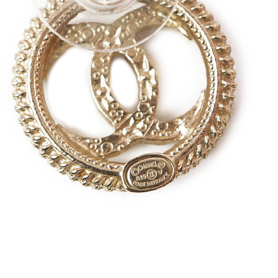 （未使用　展示品）CHANEL シャネル A58058 ラインストーン パール ココマーク ラウンド ゴールド ピアスの画像
