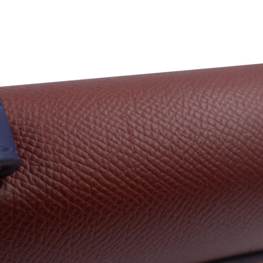 （美品）HERMES エルメス サック イリコ ミニ ヴォーエプソン ルージュアッシュ ブルーサフィールー T刻印 ショルダーバッグ 斜め掛け レザー ゴールド金具