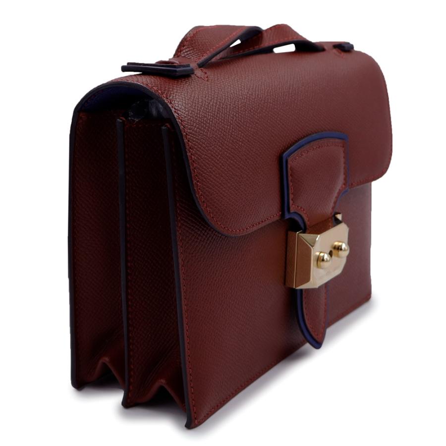（美品）HERMES エルメス サック イリコ ミニ ヴォーエプソン ルージュアッシュ ブルーサフィールー T刻印 ショルダーバッグ 斜め掛け レザー ゴールド金具