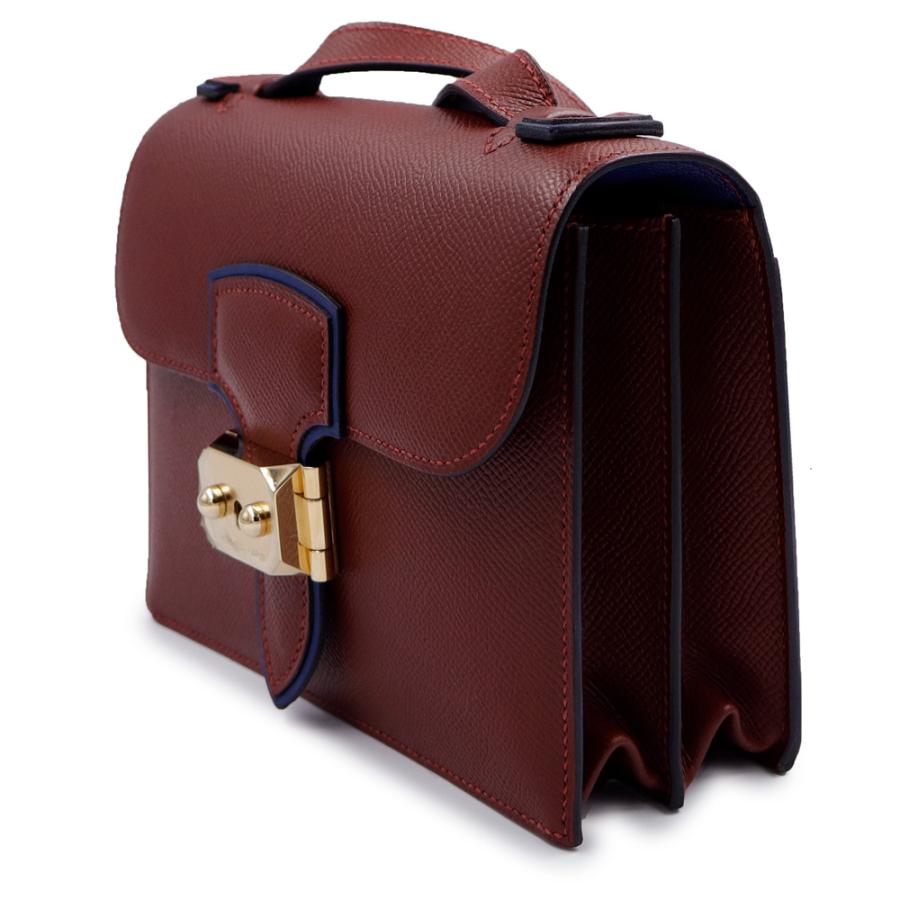 （美品）HERMES エルメス サック イリコ ミニ ヴォーエプソン ルージュアッシュ ブルーサフィールー T刻印 ショルダーバッグ 斜め掛け レザー ゴールド金具
