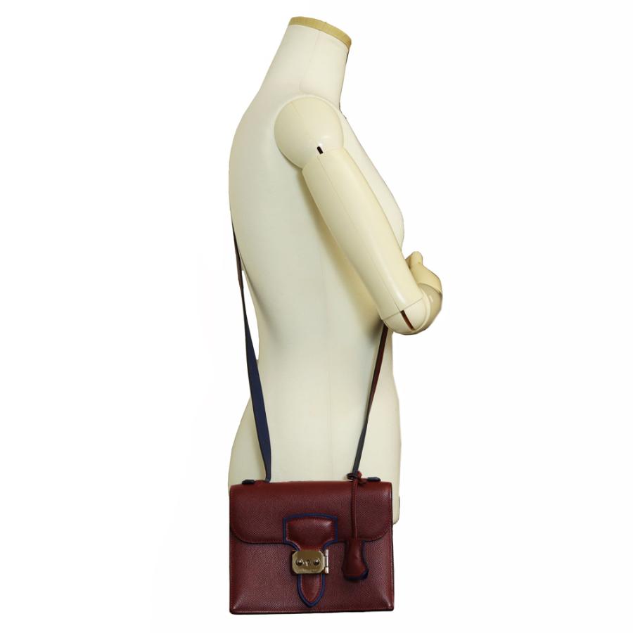 （美品）HERMES エルメス サック イリコ ミニ ヴォーエプソン ルージュアッシュ ブルーサフィールー T刻印 ショルダーバッグ 斜め掛け レザー ゴールド金具