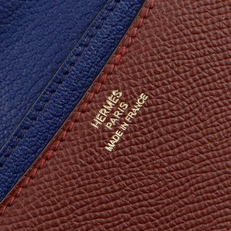 （美品）HERMES エルメス サック イリコ ミニ ヴォーエプソン ルージュアッシュ ブルーサフィールー T刻印 ショルダーバッグ 斜め掛け レザー ゴールド金具