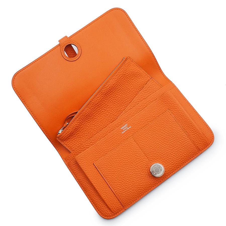 （未使用 展示品）HERMES エルメス ドゴン デュオ GM トゴ オレンジ □N刻印 二つ折り長財布 レザー シルバー金具の画像