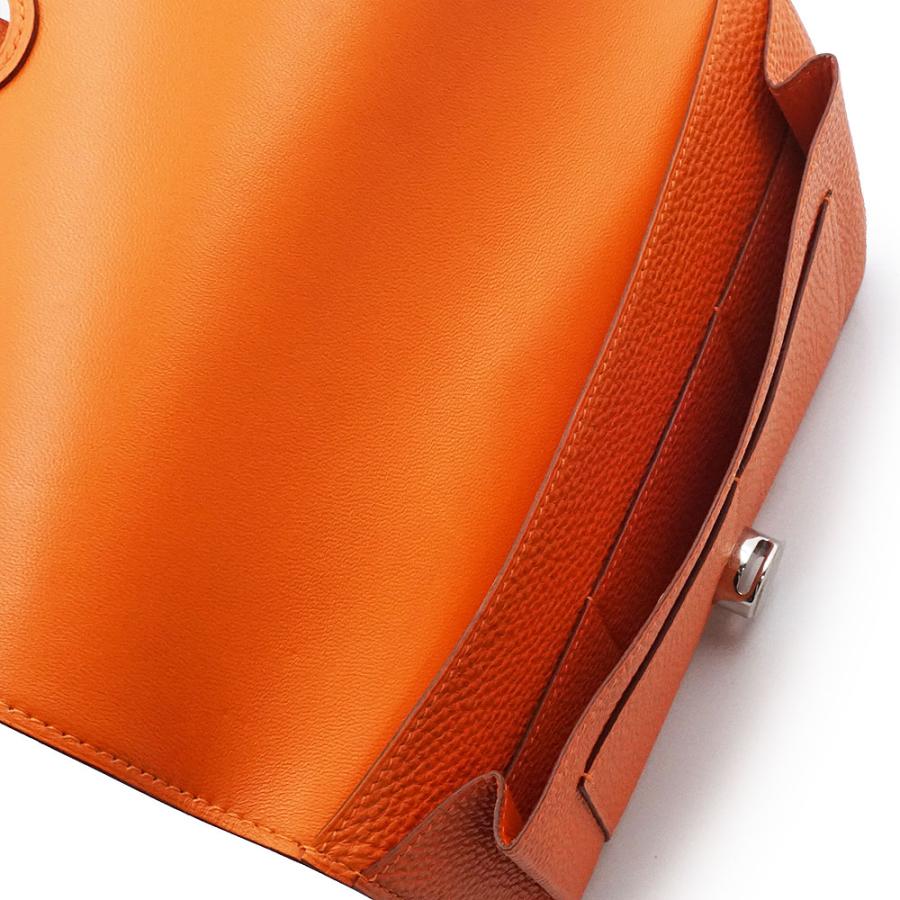 （未使用 展示品）HERMES エルメス ドゴン デュオ GM トゴ オレンジ □N刻印 二つ折り長財布 レザー シルバー金具の画像