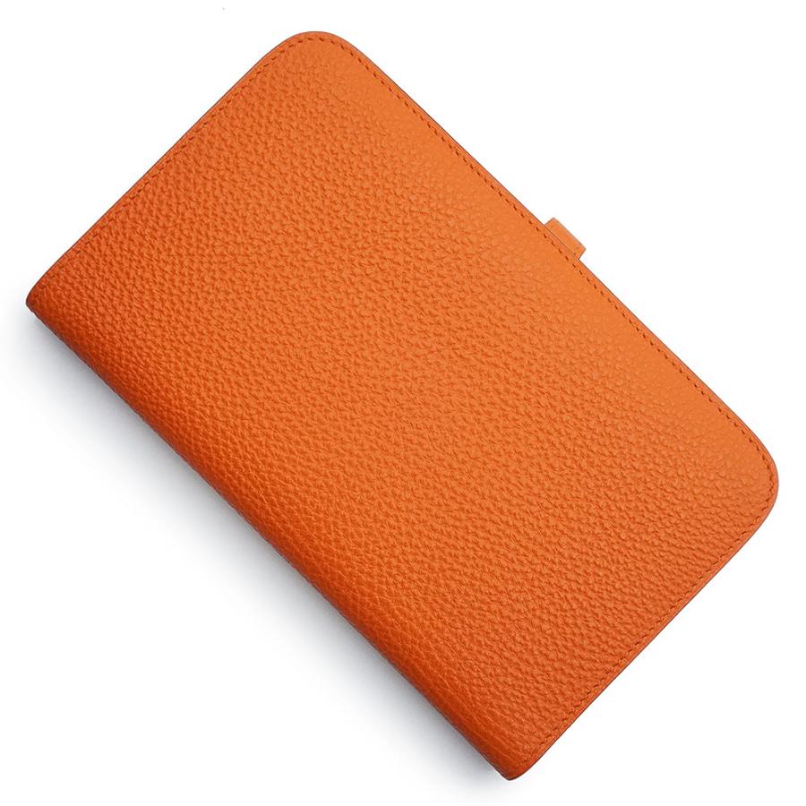 （未使用 展示品）HERMES エルメス ドゴン デュオ GM トゴ オレンジ □N刻印 二つ折り長財布 レザー シルバー金具の画像