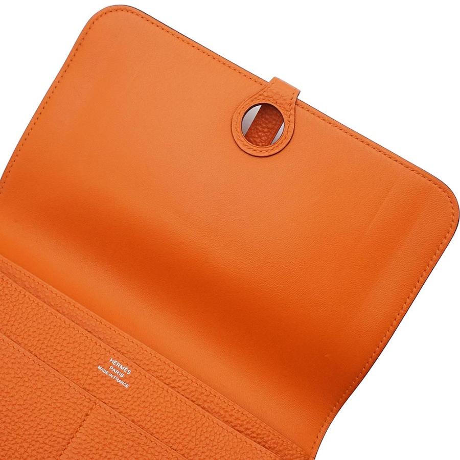 （未使用 展示品）HERMES エルメス ドゴン デュオ GM トゴ オレンジ □N刻印 二つ折り長財布 レザー シルバー金具の画像