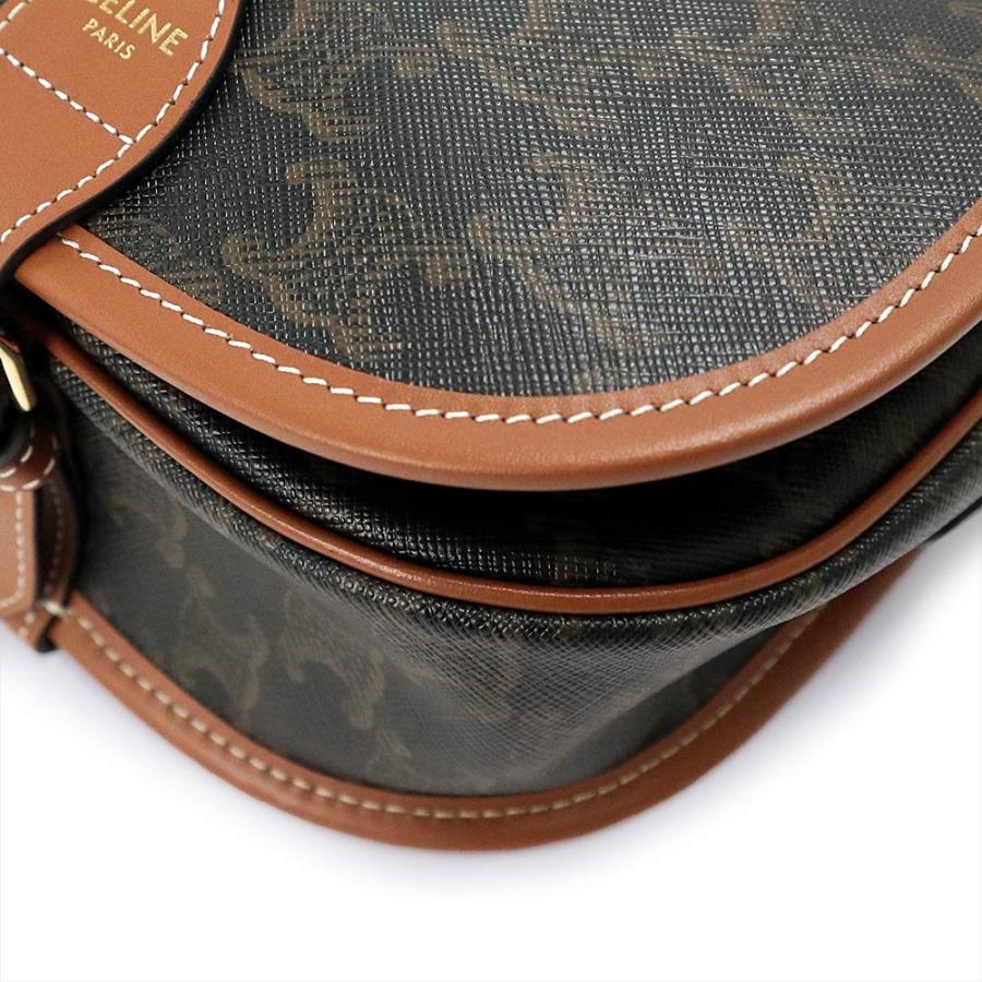 （未使用　展示品）CELINE セリーヌ 191502BZJ04LU ミディアム フォルコ トリオンフキャンバス カーフスキン タン ブラウン ショルダーバッグ 斜め掛け レザー_10