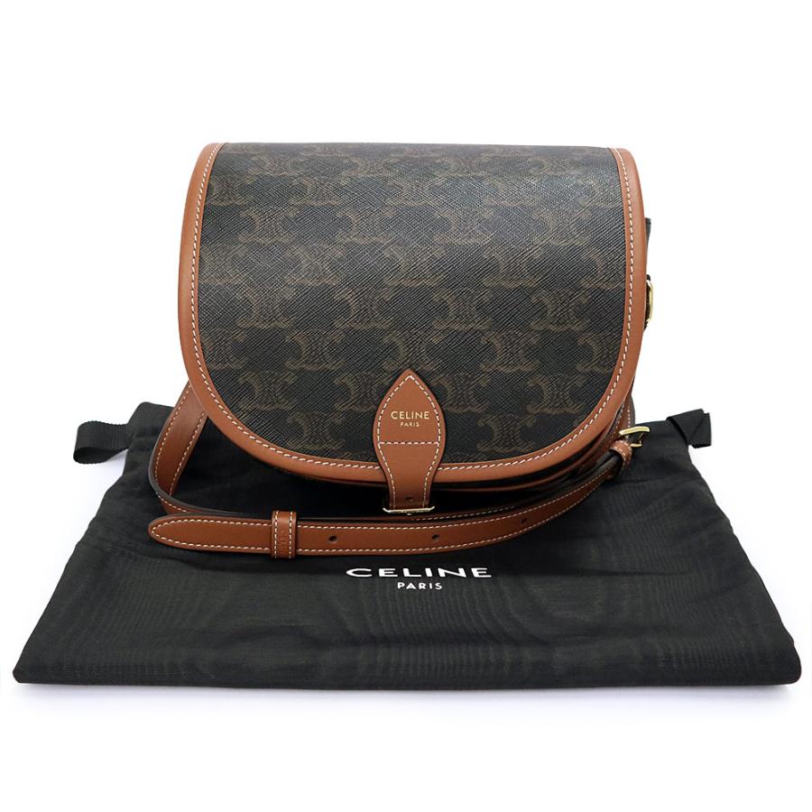 （未使用　展示品）CELINE セリーヌ 191502BZJ04LU ミディアム フォルコ トリオンフキャンバス カーフスキン タン ブラウン ショルダーバッグ 斜め掛け レザー_1