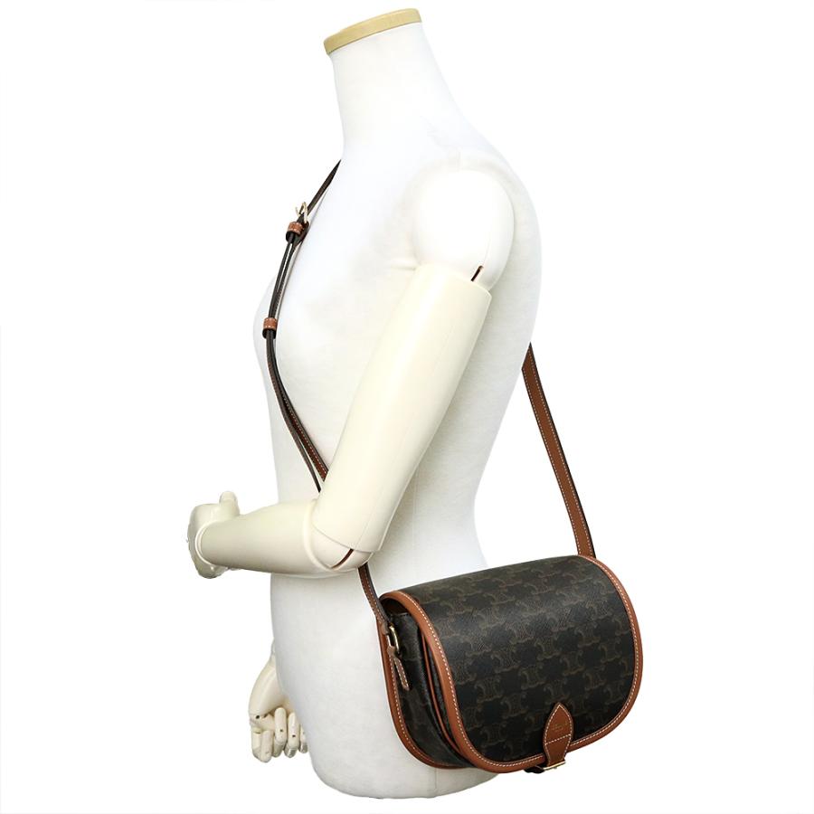 （未使用　展示品）CELINE セリーヌ 191502BZJ04LU ミディアム フォルコ トリオンフキャンバス カーフスキン タン ブラウン ショルダーバッグ 斜め掛け レザー_8