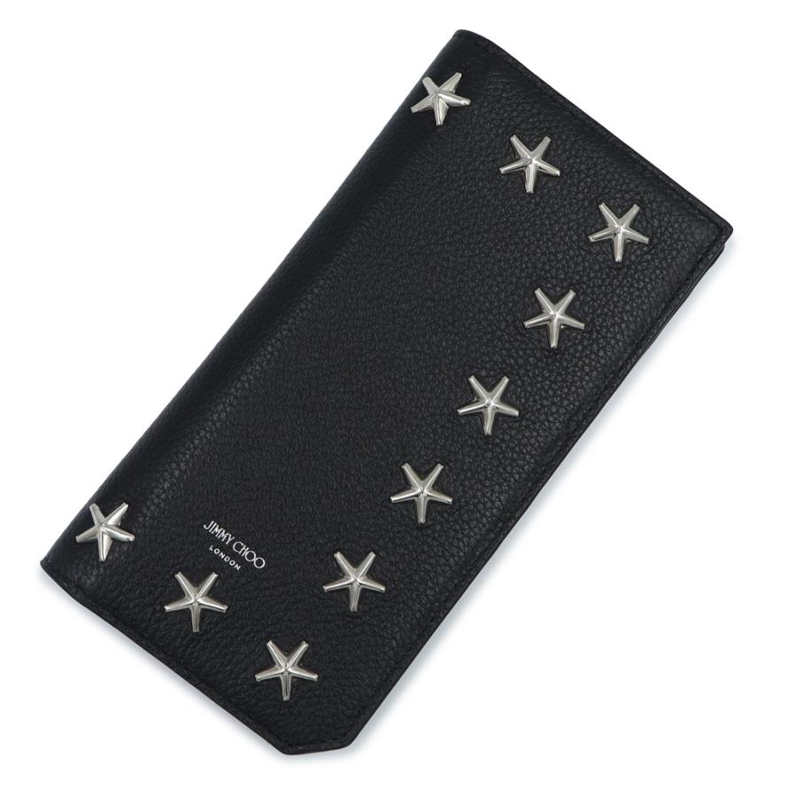 新品未使用　JIMMY CHOO ブラックレザー 二つ折り財布 スタースタッズ付 JIMMY CHOO スタースタッズ ブラック 二つ折り財布 JIMMY CHOO ジミー
