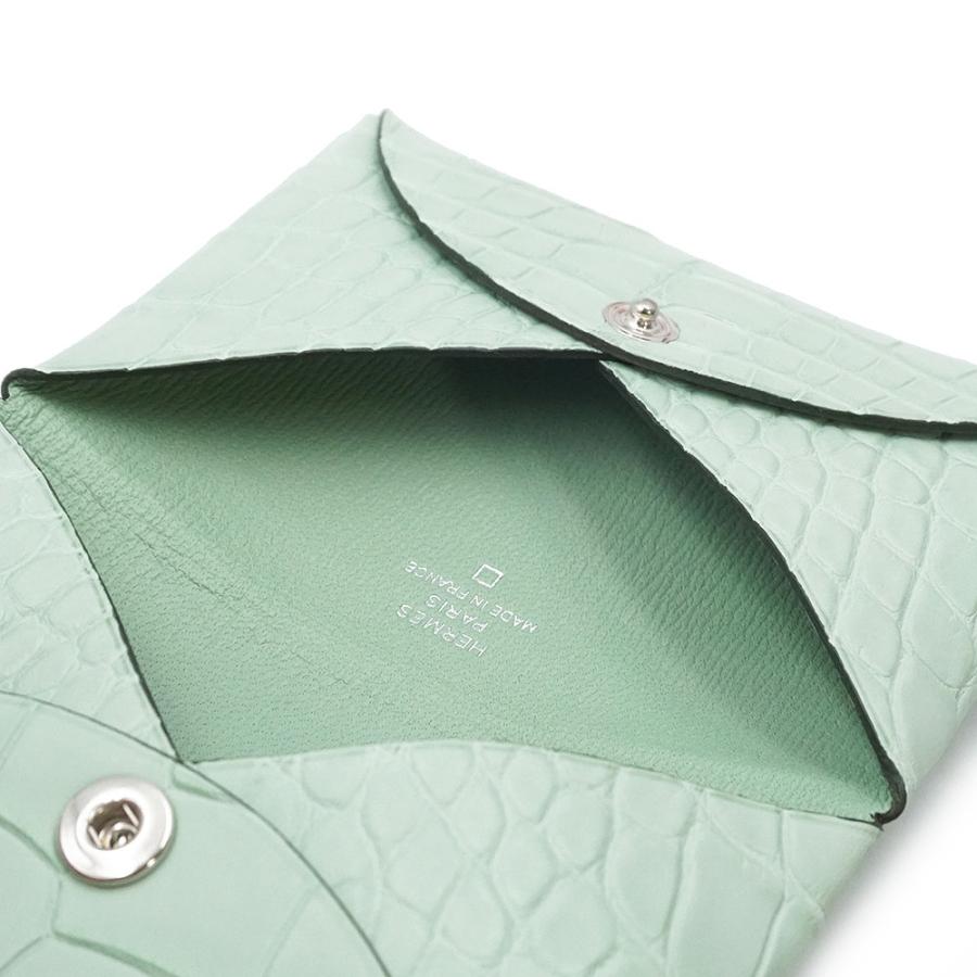 （未使用　展示品）HERMES エルメス カルヴィ アリゲーターマット ヴェールドー グリーン U刻印 カードケース 名刺入れ エキゾチックレザー シルバー金具 箱付_3