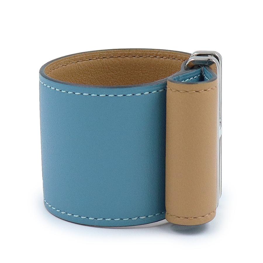 （新品・未使用品）HERMES エルメス エラン ヴォースイフト New Bleu Jean ニューブルージーン Nata ナタ B刻印 ブレスレット ＃T2 レザー シルバー金具 箱付の画像
