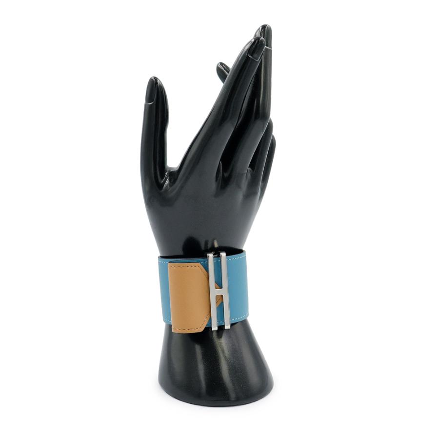 （新品・未使用品）HERMES エルメス エラン ヴォースイフト New Bleu Jean ニューブルージーン Nata ナタ B刻印 ブレスレット ＃T2 レザー シルバー金具 箱付の画像