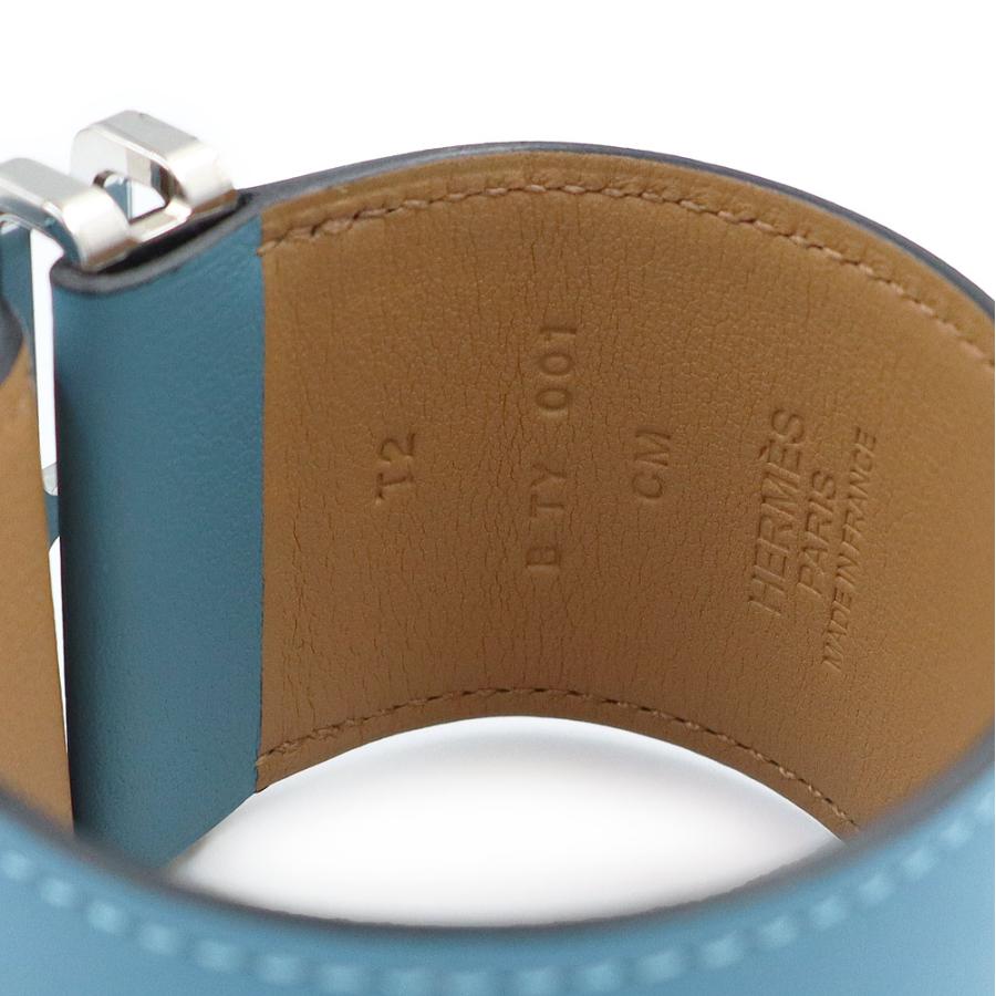 （新品・未使用品）HERMES エルメス エラン ヴォースイフト New Bleu Jean ニューブルージーン Nata ナタ B刻印 ブレスレット ＃T2 レザー シルバー金具 箱付の画像