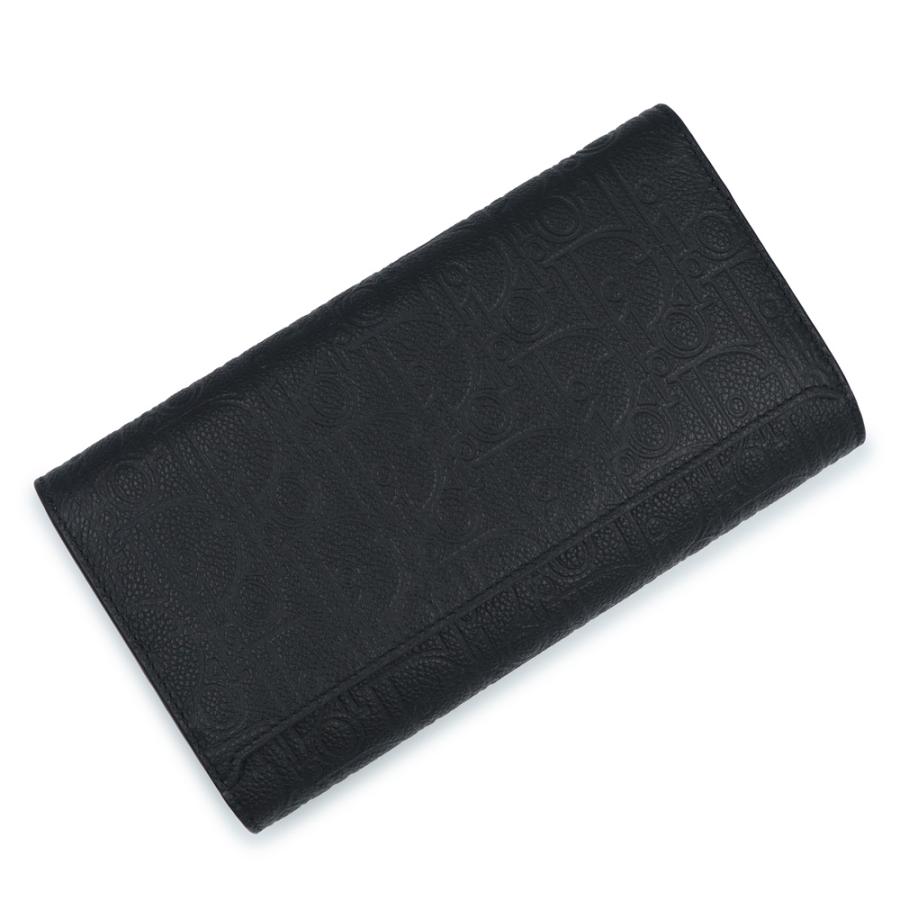 （新品・未使用品）Christian Dior クリスチャンディオール 2ESBC328FLG_H00N ロング フラップウォレット ブラック 長財布 レザー シルバー金具 箱付の画像