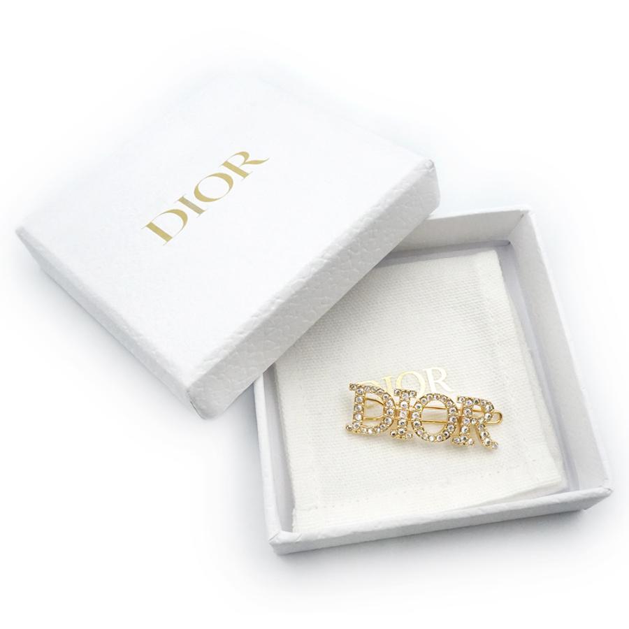 （新品・未使用品）Christian Dior クリスチャンディオール V0454DVOCY ディオ レボリューション ロゴ ラインストーン ゴールド ブローチ 箱付の画像