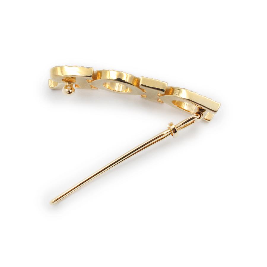 （新品・未使用品）Christian Dior クリスチャンディオール V0454DVOCY ディオ レボリューション ロゴ ラインストーン ゴールド ブローチ 箱付の画像