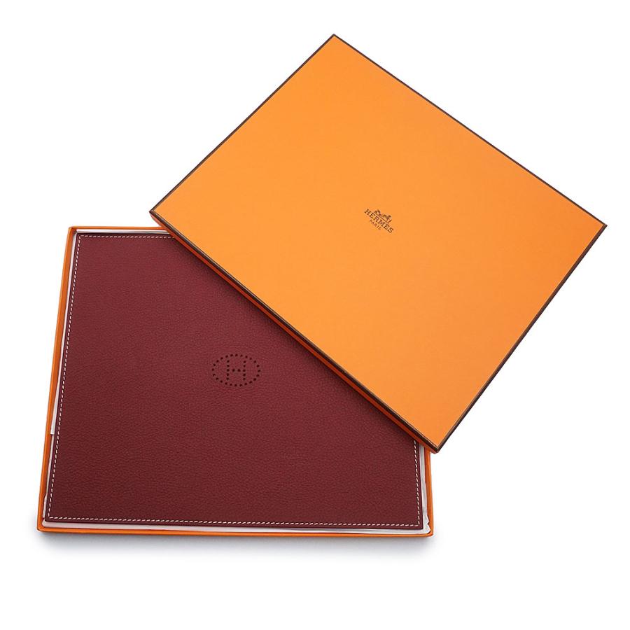 PC周辺機器 新品 HERMES エルメス レザー マウスパッド オレンジ ブラウン