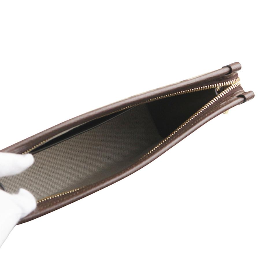 （新品・未使用品）GUCCI グッチ 699318 ジャンボGGキャンバス レザー ベージュ ブラウン クラッチバッグ セカンド ゴールド金具の画像