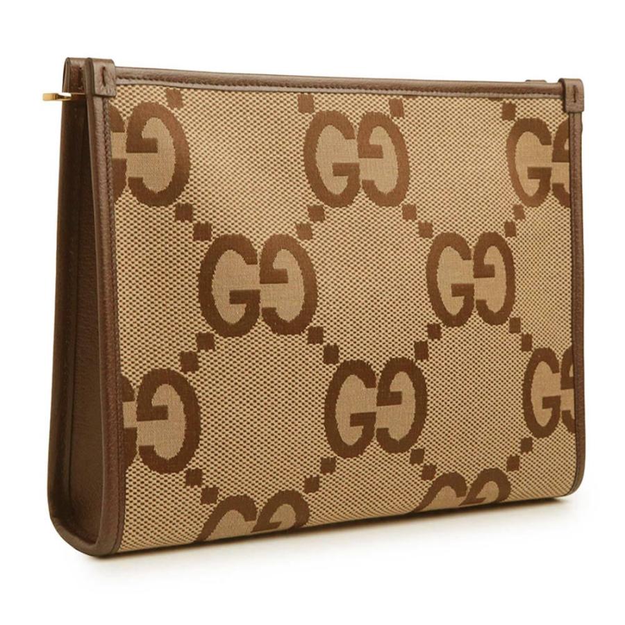 （新品・未使用品）GUCCI グッチ 699318 ジャンボGGキャンバス レザー ベージュ ブラウン クラッチバッグ セカンド ゴールド金具の画像