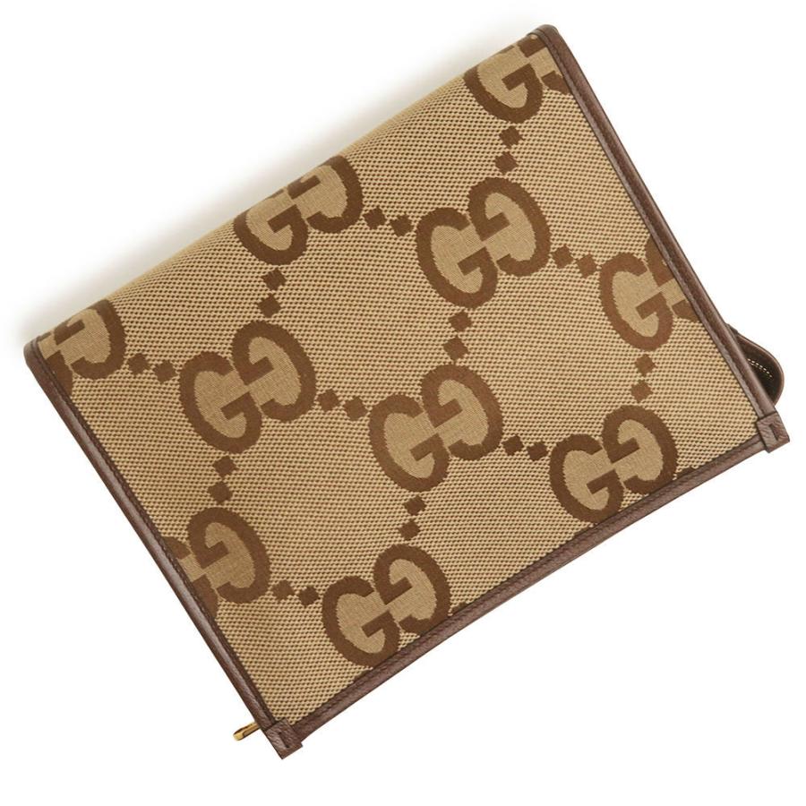 （新品・未使用品）GUCCI グッチ 699318 ジャンボGGキャンバス レザー ベージュ ブラウン クラッチバッグ セカンド ゴールド金具の画像