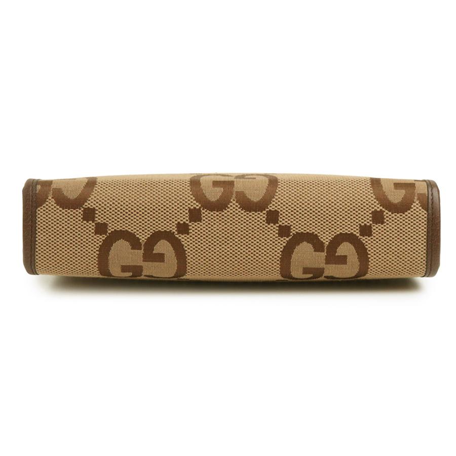 （新品・未使用品）GUCCI グッチ 699318 ジャンボGGキャンバス レザー ベージュ ブラウン クラッチバッグ セカンド ゴールド金具の画像