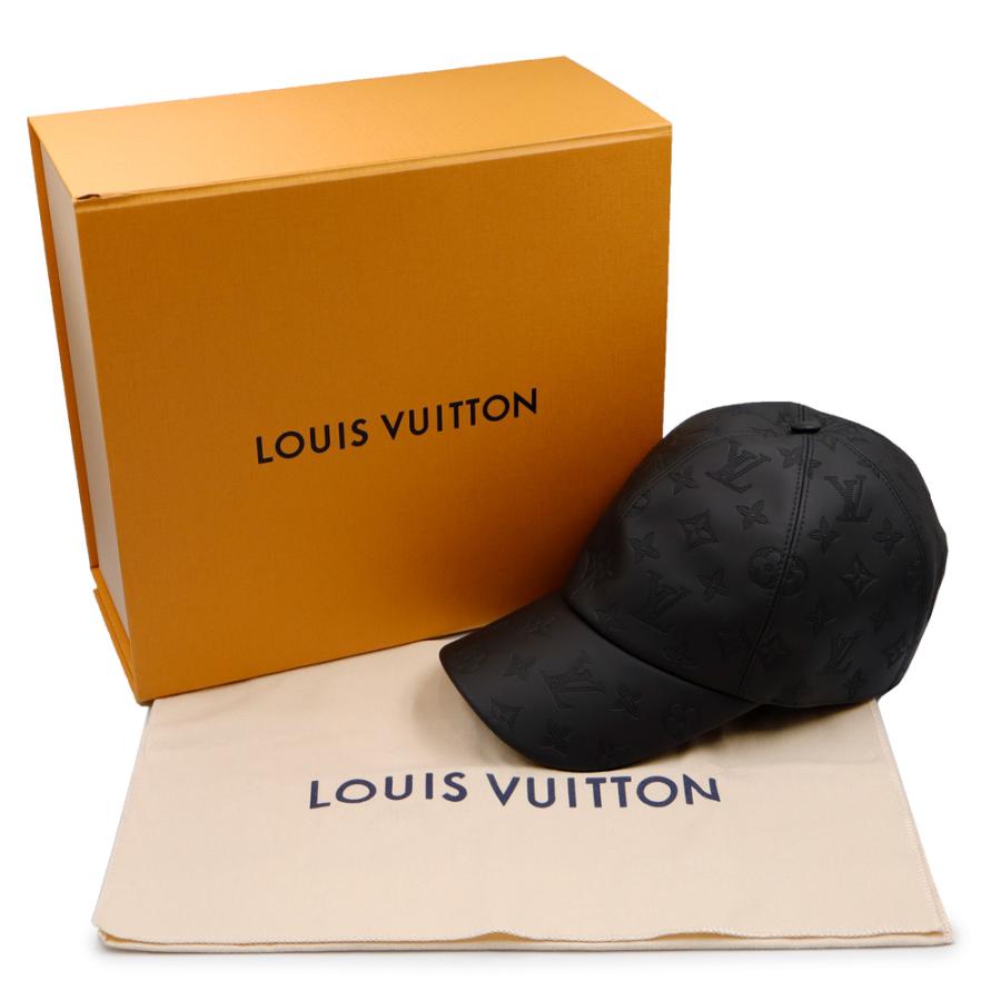 （新品・未使用品）LOUIS VUITTON ルイ ヴィトン M76581 M5473M キャップ モノグラム シャドー 帽子 58CM モノグラムシャドウ カーフレザー ノワール ブラックの画像