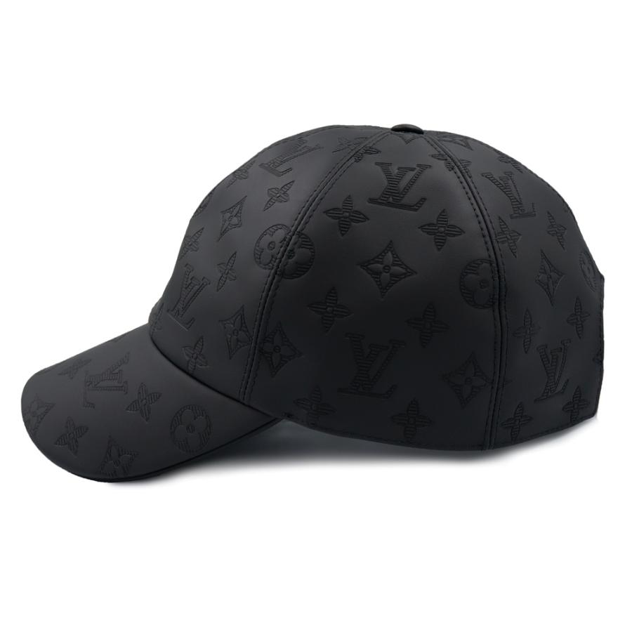 （新品・未使用品）LOUIS VUITTON ルイ ヴィトン M76581 M5473M キャップ モノグラム シャドー 帽子 58CM モノグラムシャドウ カーフレザー ノワール ブラックの画像