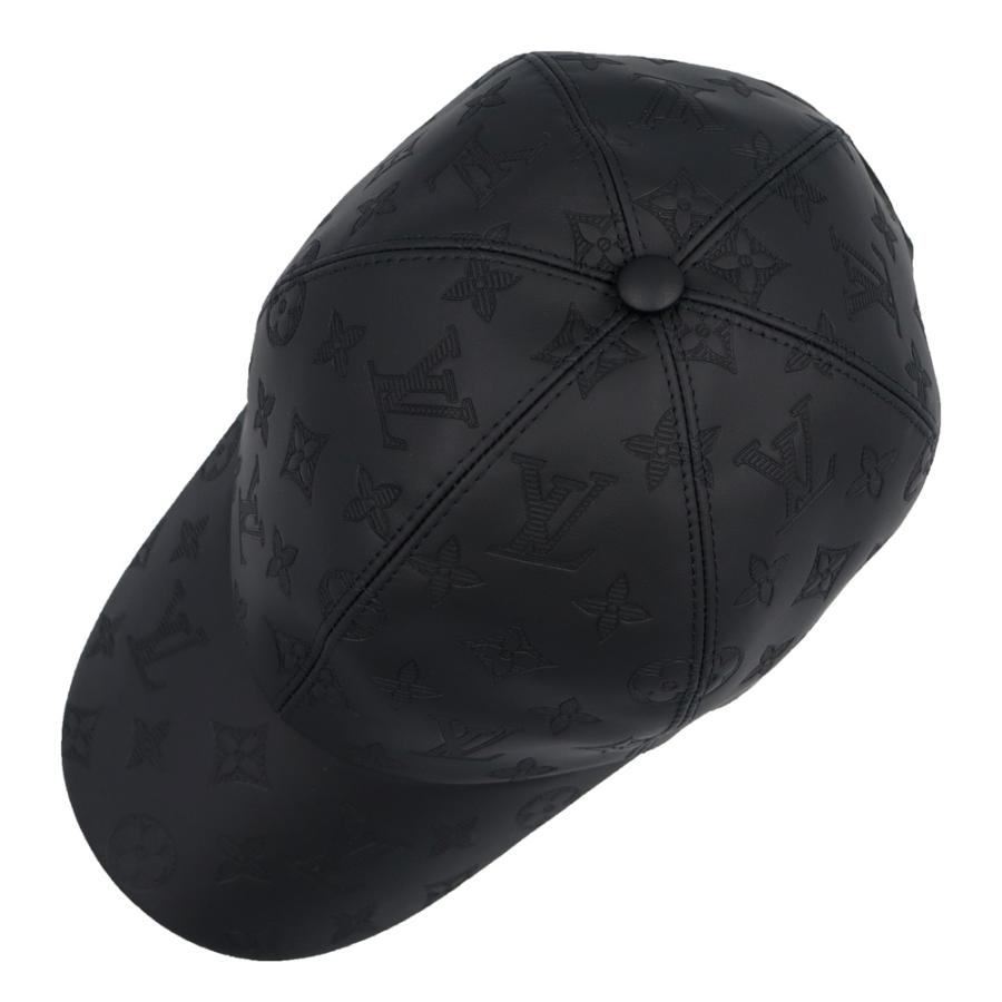 （新品・未使用品）LOUIS VUITTON ルイ ヴィトン M76581 M5473M キャップ モノグラム シャドー 帽子 58CM モノグラムシャドウ カーフレザー ノワール ブラックの画像