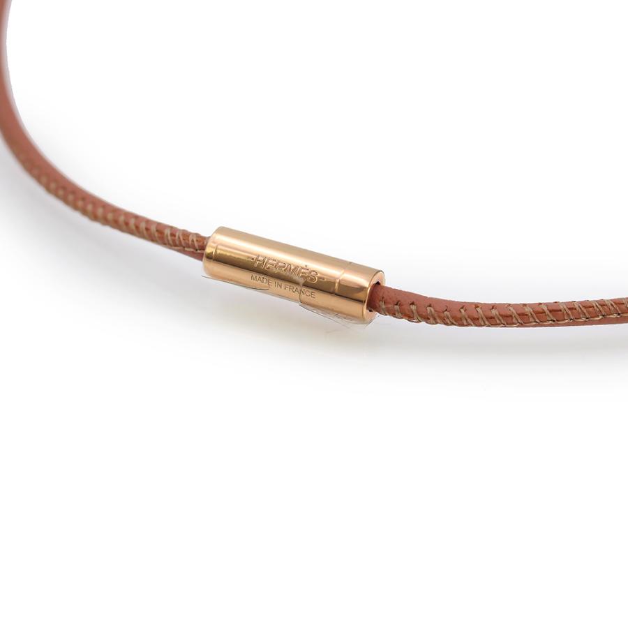 （新品・未使用品）HERMES エルメス シェーヌダンクル PM スタッズ ヴォースイフト ゴールド ブラウン U刻印 ペンダント ネックレス レザー ローズゴールド金具の画像