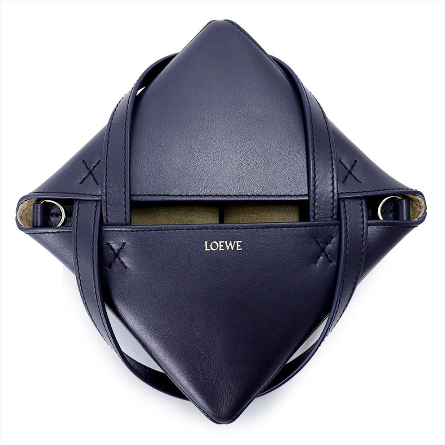 （未使用　展示品）LOEWE ロエベ A657V25X01 パズルフォルド トート ミニ シャイニーカーフスキン アビスブルー ネイビー 2Way ショルダー ハンドバッグ_10